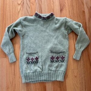 Vintage silkwood yarns wool blend Sage Green sweater